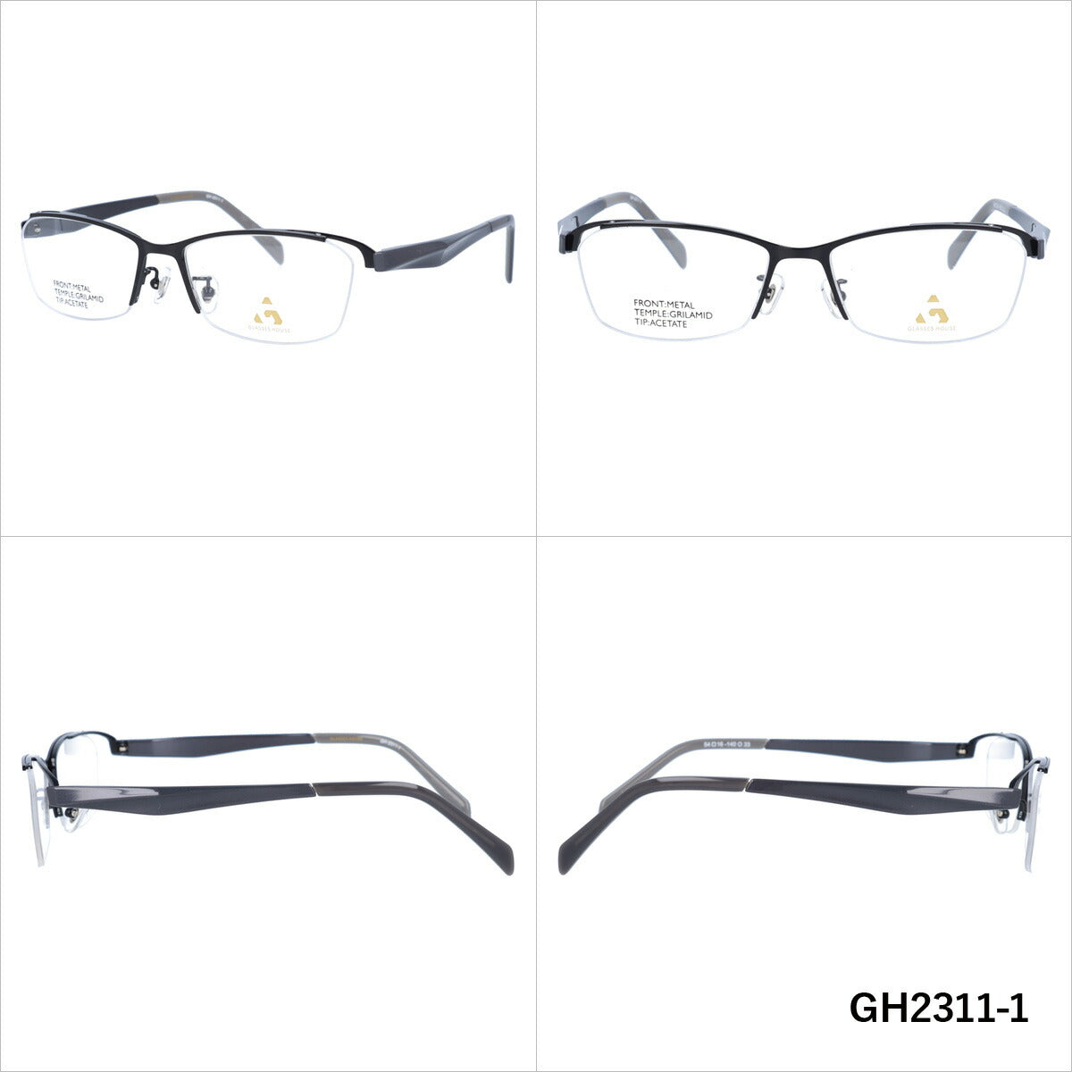 メガネ 眼鏡 度付き 度なし おしゃれ GLASSES HOUSE グラスハウス GH 2311 全4色 54サイズ スクエア型 メンズ レディース UVカット 紫外線 ブランド サングラス 伊達 ダテ｜老眼鏡・PCレンズ・カラーレンズ・遠近両用対応可能 ラッピング無料