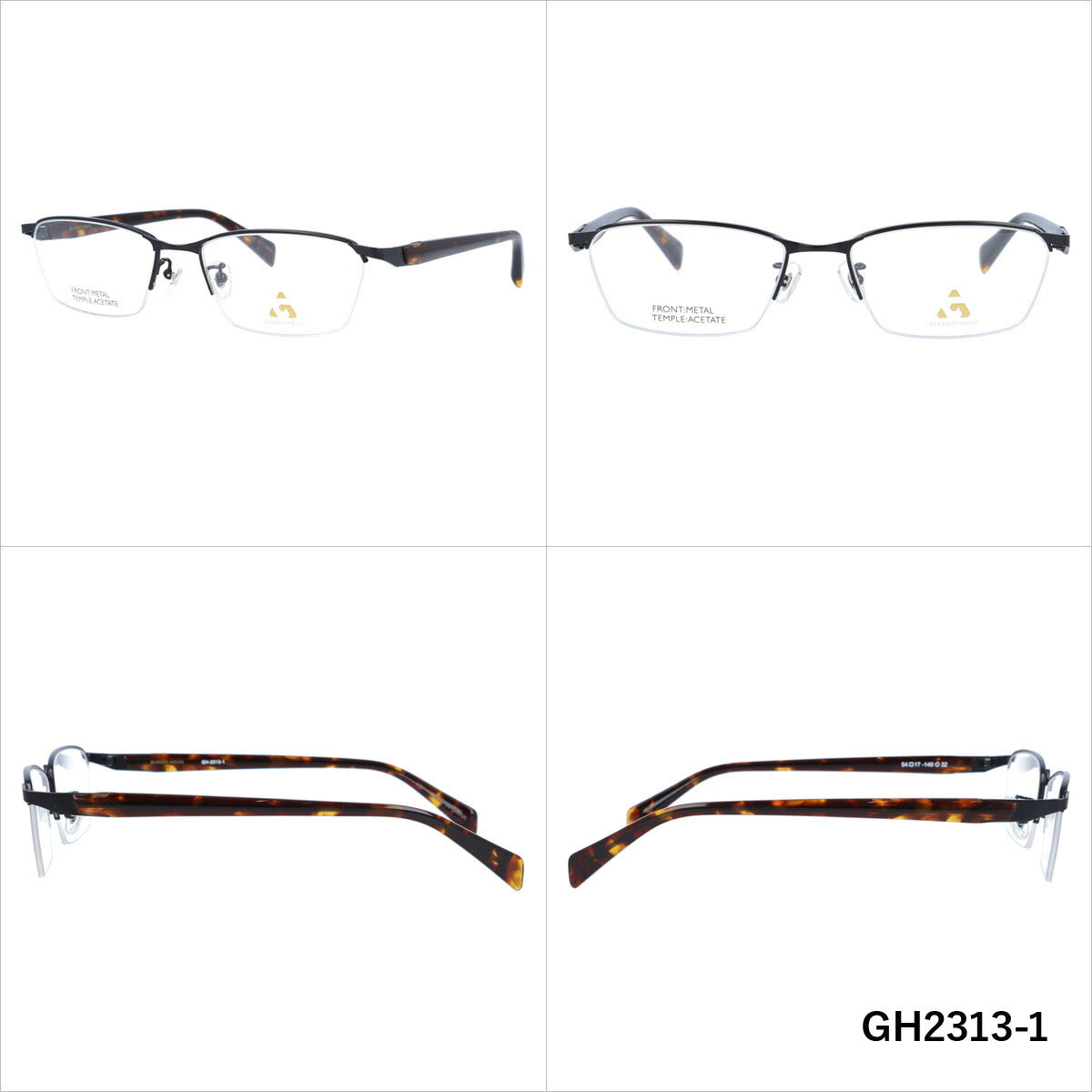 メガネ 眼鏡 度付き 度なし おしゃれ GLASSES HOUSE グラスハウス GH 2313 全4色 54サイズ スクエア型 メンズ レディース UVカット 紫外線 ブランド サングラス 伊達 ダテ｜老眼鏡・PCレンズ・カラーレンズ・遠近両用対応可能 ラッピング無料