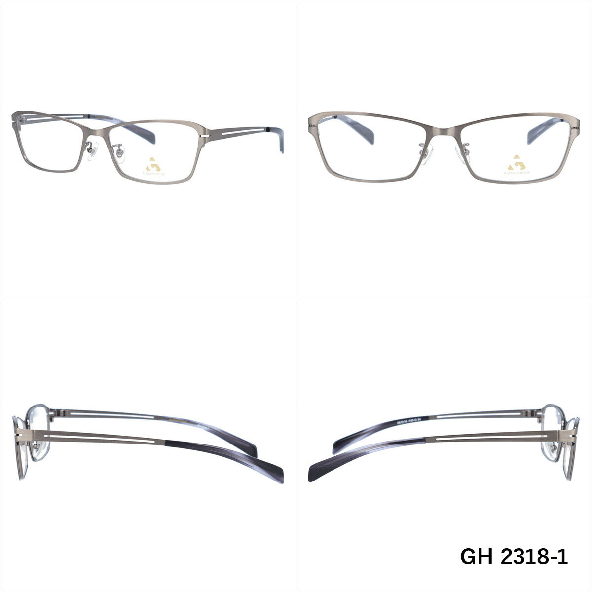 メガネ 眼鏡 度付き 度なし おしゃれ GLASSES HOUSE グラスハウス GH 2318 全4色 56サイズ スクエア型 メンズ レディース UVカット 紫外線 ブランド サングラス 伊達 ダテ｜老眼鏡・PCレンズ・カラーレンズ・遠近両用対応可能 ラッピング無料