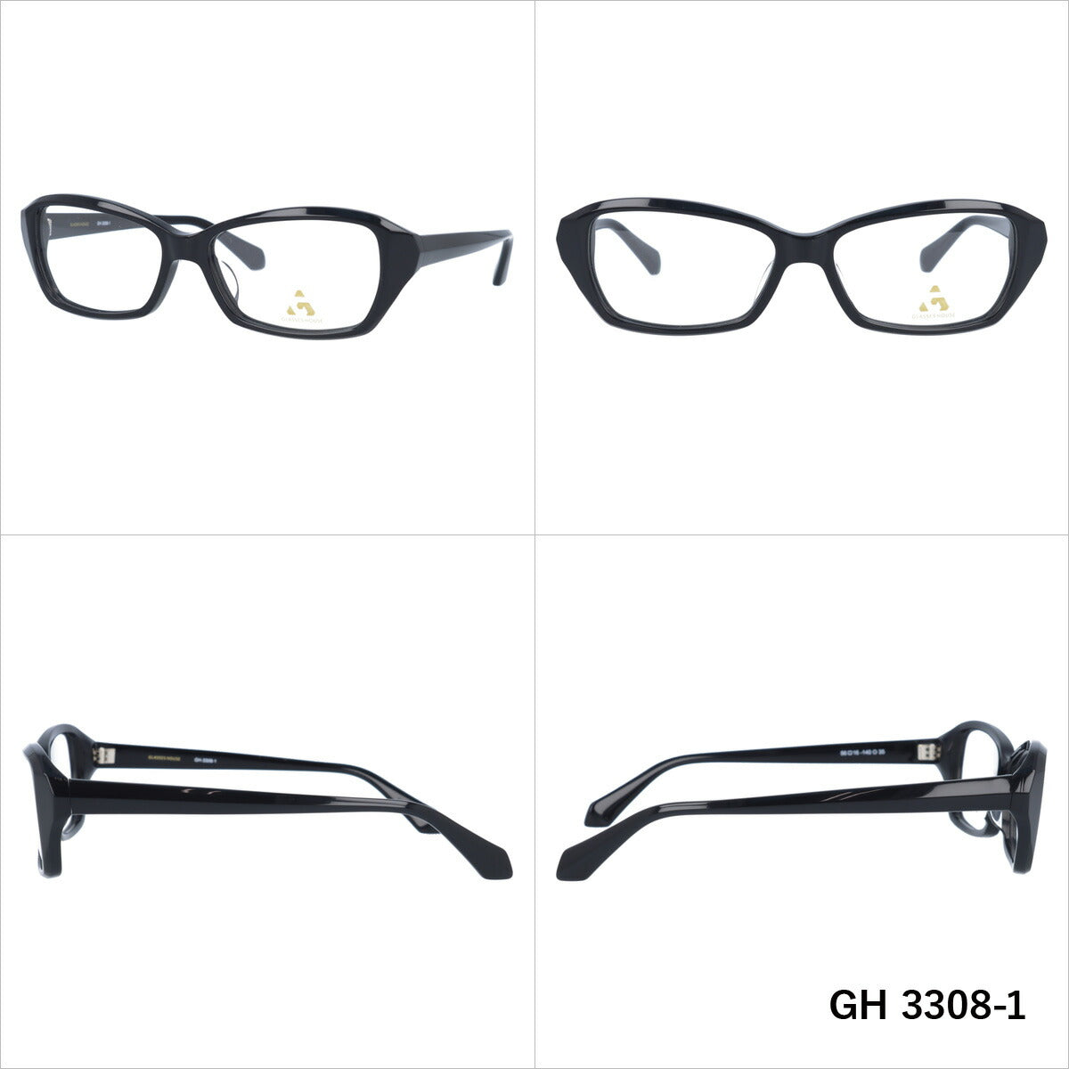 メガネ 眼鏡 度付き 度なし おしゃれ GLASSES HOUSE グラスハウス GH 3308 全4色 56サイズ スクエア型 メンズ レディース UVカット 紫外線 ブランド サングラス 伊達 ダテ｜老眼鏡・PCレンズ・カラーレンズ・遠近両用対応可能 ラッピング無料