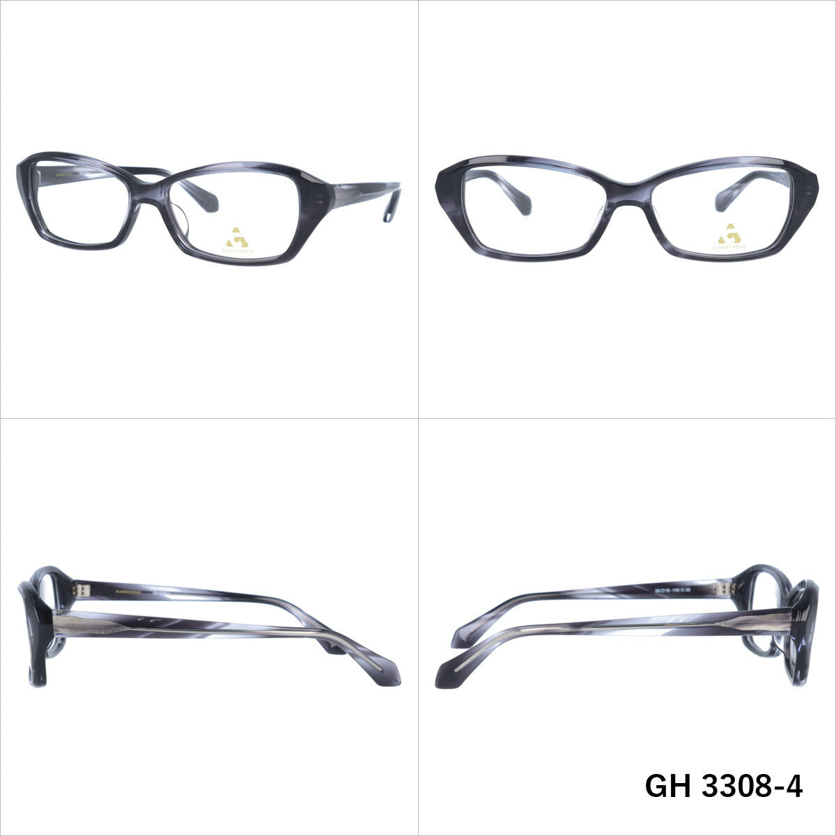 メガネ 眼鏡 度付き 度なし おしゃれ GLASSES HOUSE グラスハウス GH 3308 全4色 56サイズ スクエア型 メンズ レディース UVカット 紫外線 ブランド サングラス 伊達 ダテ｜老眼鏡・PCレンズ・カラーレンズ・遠近両用対応可能 ラッピング無料