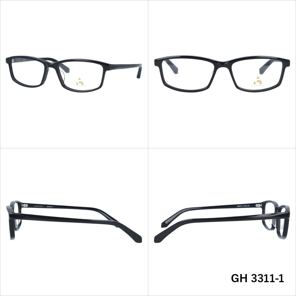 メガネ 眼鏡 度付き 度なし おしゃれ GLASSES HOUSE グラスハウス GH 3311 全4色 56サイズ スクエア型 メンズ レディース UVカット 紫外線 ブランド サングラス 伊達 ダテ｜老眼鏡・PCレンズ・カラーレンズ・遠近両用対応可能 ラッピング無料