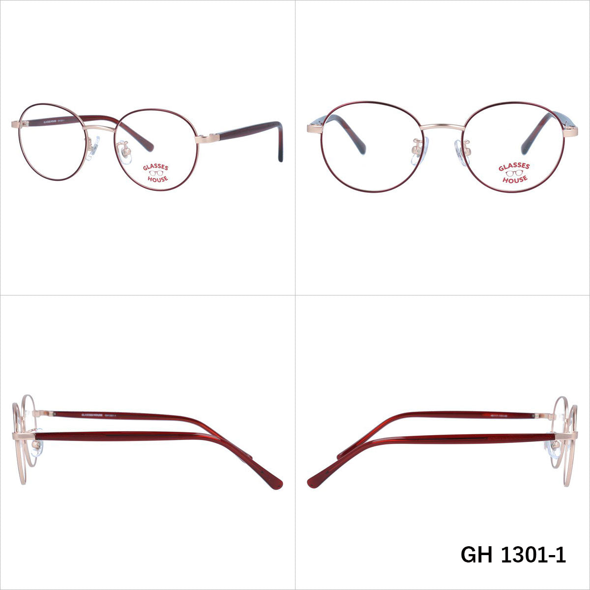 【こどもメガネ】グラスハウス メガネフレーム 伊達メガネ GLASSES HOUSE GH 1301 46サイズ ボストン型 男の子 女の子 子供 キッズ ジュニア ユース