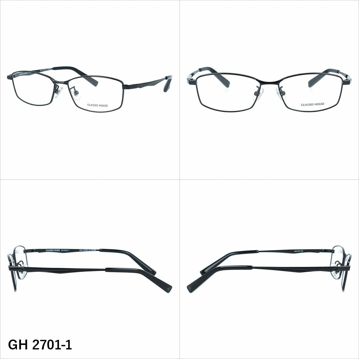 グラスハウス メガネフレーム 伊達メガネ アジアンフィット(フルフィット) 調整可能ノーズパッド(クリングス) GLASSES HOUSE GH 2701 54サイズ 全5カラー スクエア型 ユニセックス メンズ レディース