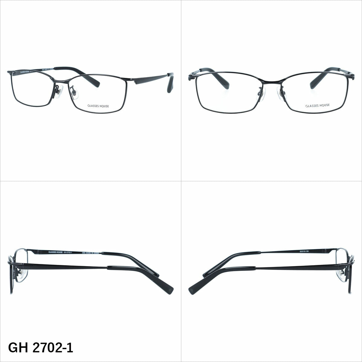 グラスハウス メガネフレーム 伊達メガネ アジアンフィット(フルフィット) 調整可能ノーズパッド(クリングス) GLASSES HOUSE GH 2702 55サイズ 全5カラー スクエア型 ユニセックス メンズ レディース