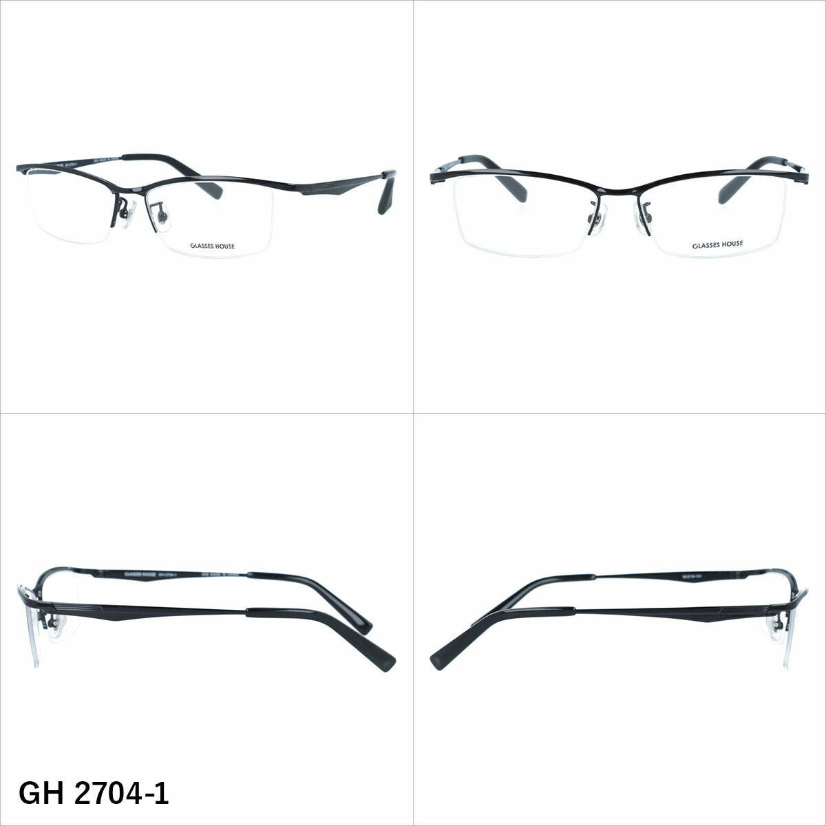 グラスハウス メガネフレーム 伊達メガネ アジアンフィット(フルフィット) 調整可能ノーズパッド(クリングス) GLASSES HOUSE GH 2704 56サイズ 全5カラー スクエア/ナイロール型 ユニセックス メンズ レディース