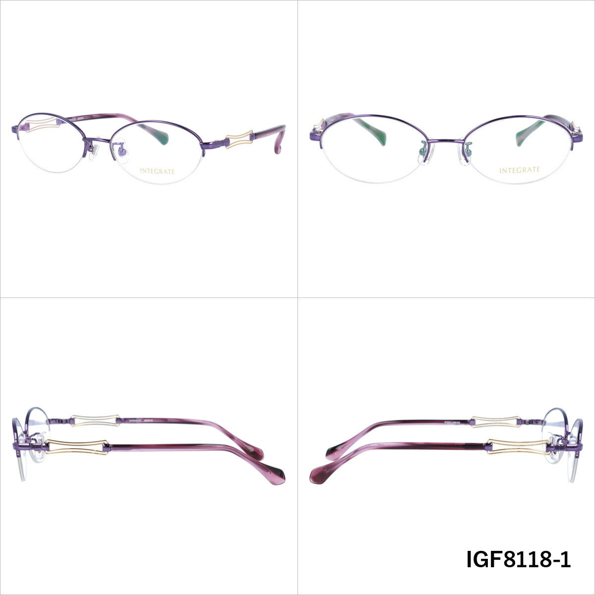 メガネ 眼鏡 度付き 度なし おしゃれ INTEGRATE インテグレート IGF 8118 全3色 51サイズ オーバル型 レディース 女性 UVカット 紫外線 ブランド サングラス 伊達 ダテ|老眼鏡・PCレンズ・カラーレンズ・遠近両用対応可能 ラッピング無料