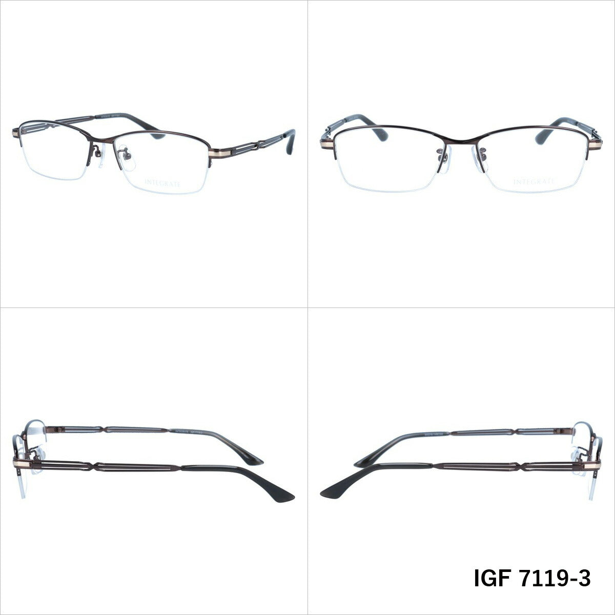 【国内正規品】インテグレート メガネフレーム 伊達メガネ INTEGRATE IGF 7119 54サイズ スクエア ユニセックス メンズ レディース