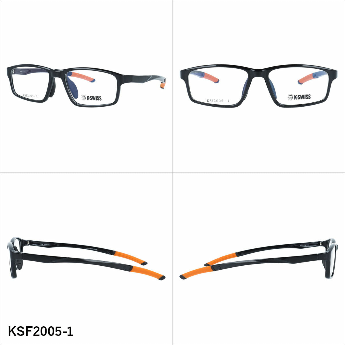 ケースイス メガネフレーム 伊達メガネ アジアンフィット(フレキシブルノーズパッド)/フレキシブルテンプルエンド K-SWISS KSF2005 53サイズ 全3カラー スクエア型 ユニセックス メンズ レディース