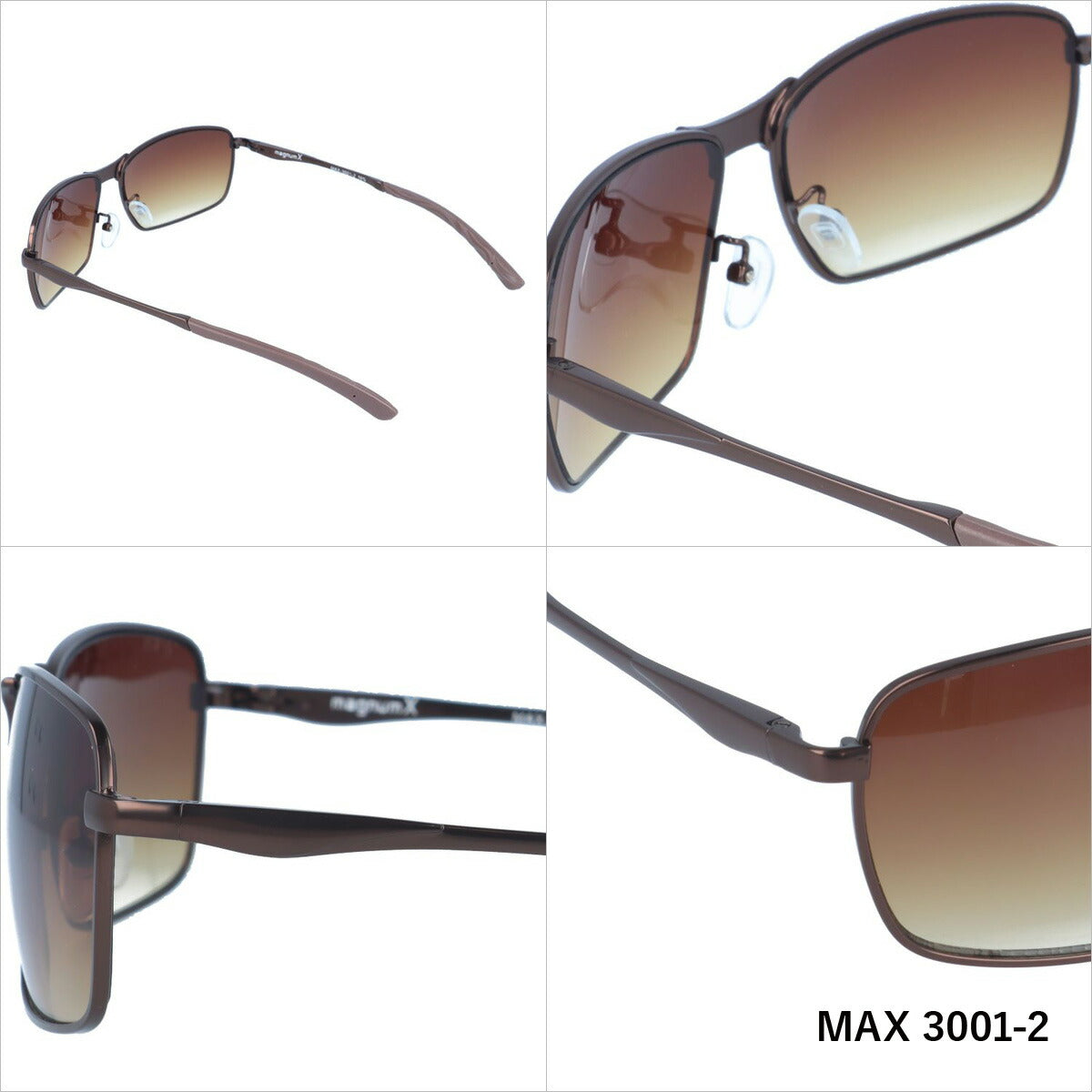 マグナムエックス サングラス magnumX MAX 3001 全3カラー 60サイズ スクエア メンズ レディース 紫外線対策 UVカット おしゃれ プレゼント ギフト