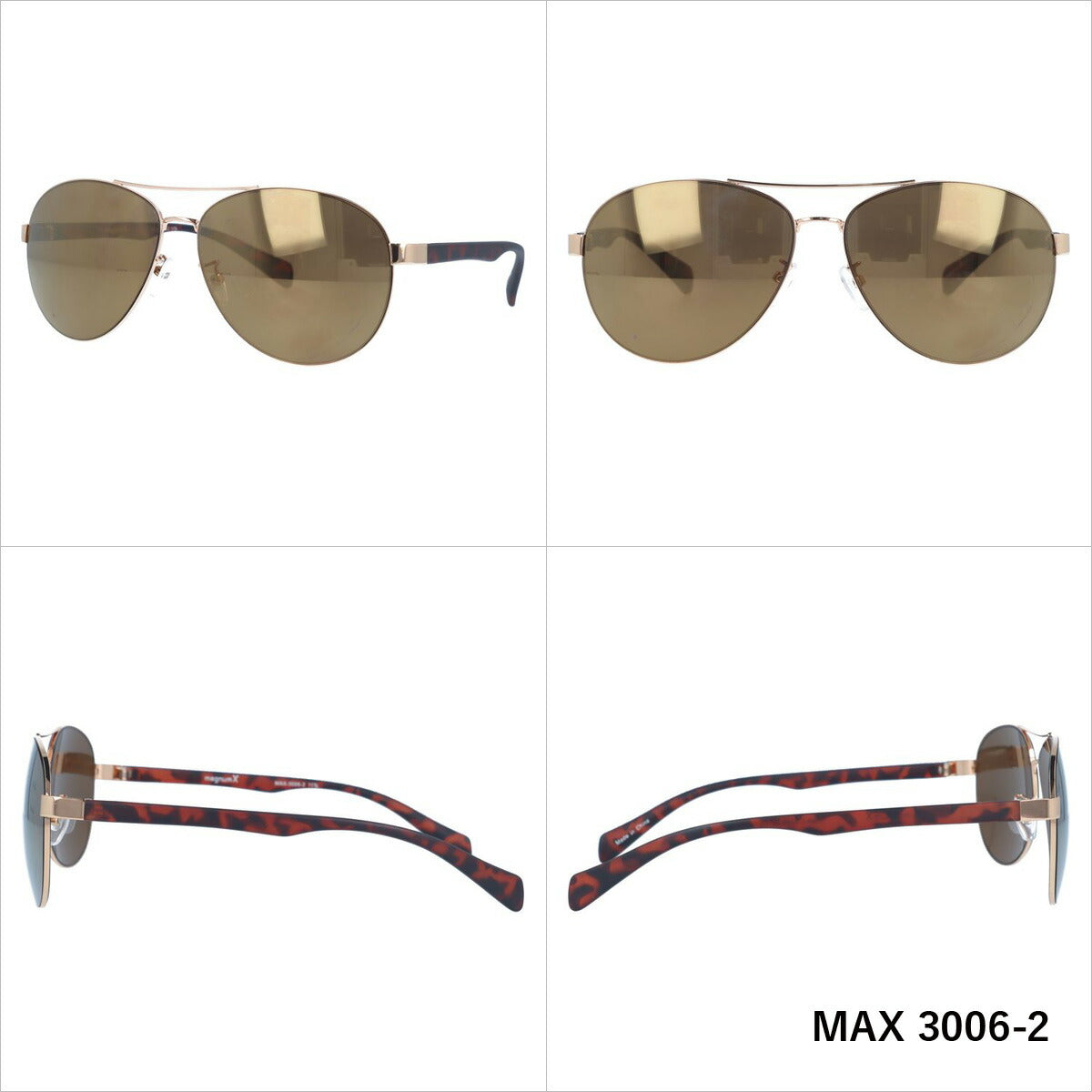 マグナムエックス サングラス ミラーレンズ magnumX MAX 3006 全3カラー 60サイズ ティアドロップ メンズ レディース 紫外線対策 UVカット おしゃれ プレゼント ギフト