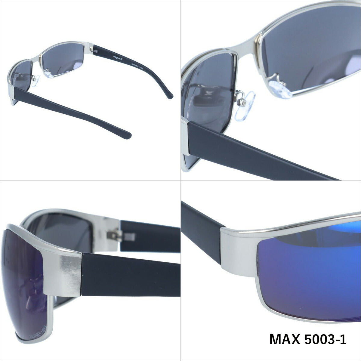 マグナムエックス 偏光サングラス ミラーレンズ magnumX MAX 5003 全2カラー 62サイズ スクエア メンズ レディース 川 海 釣り フィッシング 運転 ドライブ