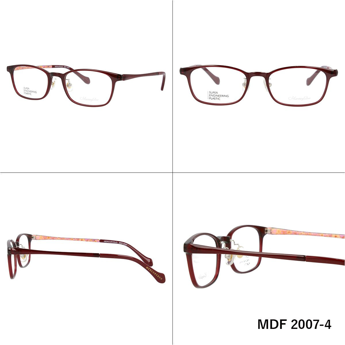 メガネ 眼鏡 度付き 度なし おしゃれ MERCURYDUO マーキュリーデュオ MDF 2007 全4色 51サイズ スクエア型 レディース 女性 UVカット 紫外線 ブランド サングラス 伊達 ダテ|老眼鏡・PCレンズ・カラーレンズ・遠近両用対応可能 ラッピング無料