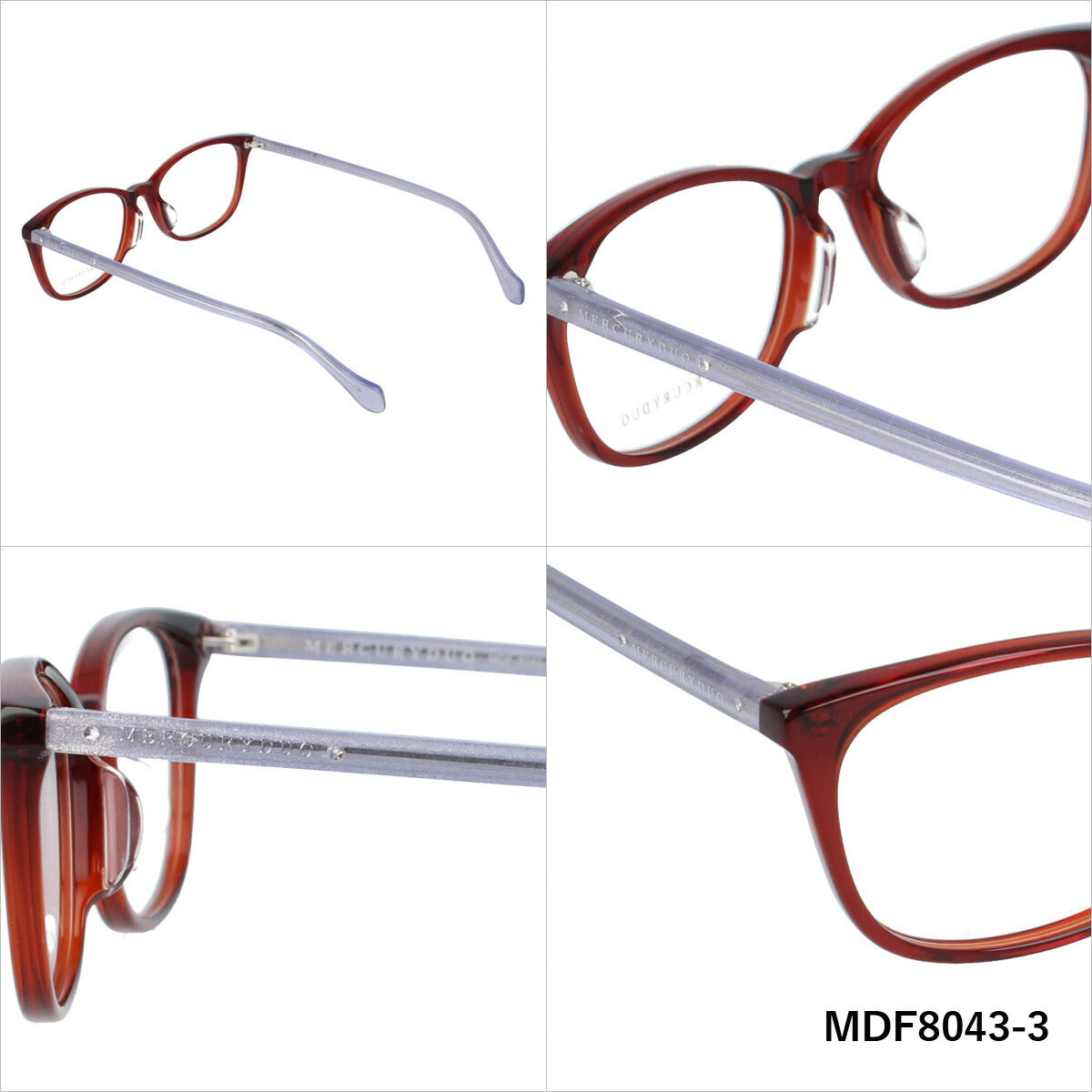 メガネ 眼鏡 度付き 度なし おしゃれ MERCURYDUO マーキュリーデュオ MDF8043 全4色 51サイズ ラインストーン ウェリントン型 レディース 女性 UVカット 紫外線 ブランド サングラス 伊達 ダテ|老眼鏡・PCレンズ・カラーレンズ・遠近両用対応可能