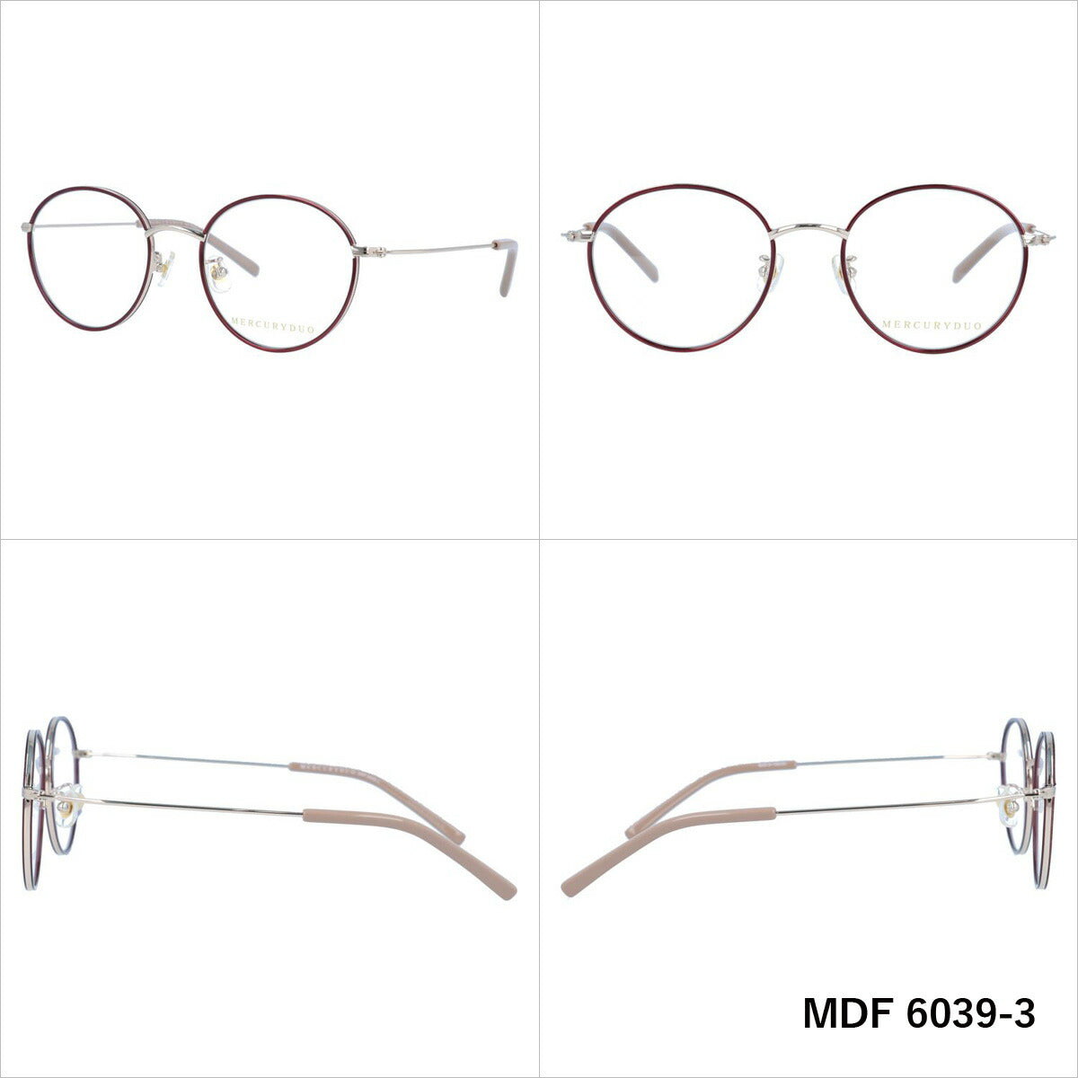 マーキュリーデュオ メガネフレーム 伊達メガネ MERCURYDUO MDF 6039 50サイズ ボストン レディース