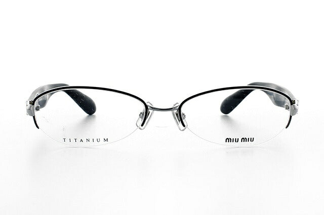 【国内正規品】ミュウミュウ miu miu メガネ フレーム 眼鏡 度付き 度なし 伊達 MU57IV IAI1O1 54 シルバー/マットブラック オーバル型 レディース 女性用 UVカット 紫外線対策 UV対策 おしゃれ ギフト ラッピング無料