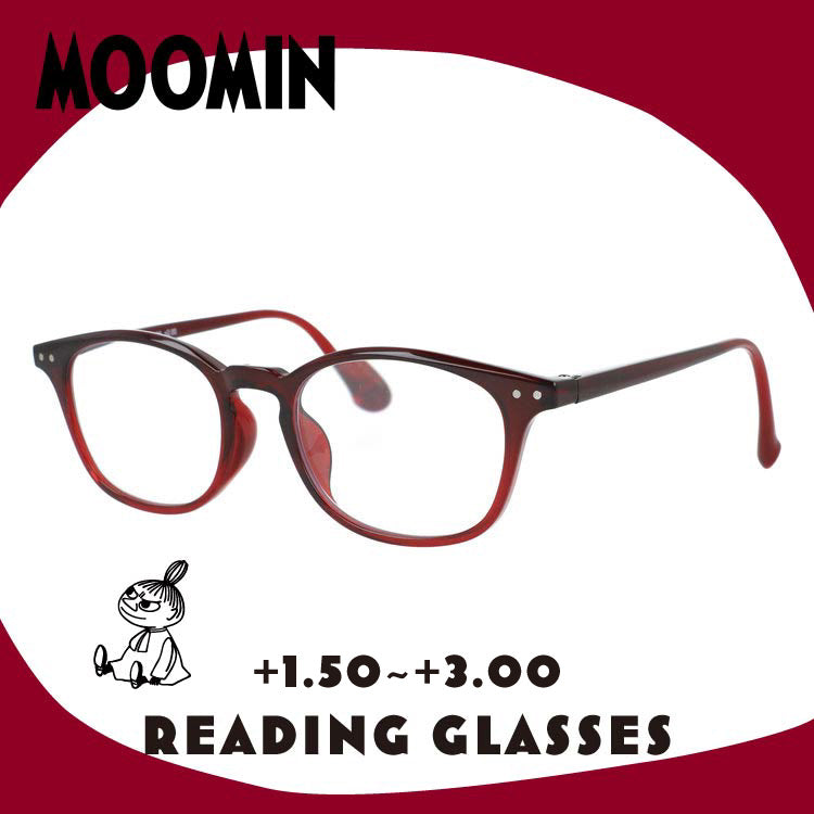 ムーミン 老眼鏡 アジアンフィット MOOMIN MOR 302 リトルミイ 51サイズ 度数:+1.50〜+3.00 スクエア型 バネ蝶番 丁番 オリジナルポーチ付き リーディンググラス シニア グラス ユニセックス メンズ レディース