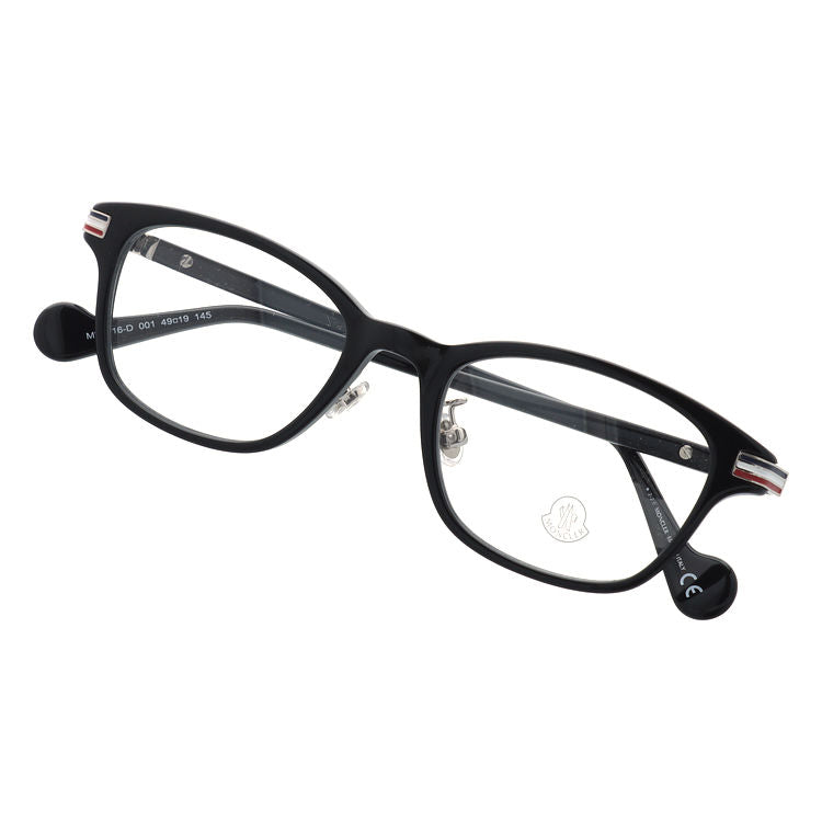 【選べるレンズ15色】モンクレール メガネフレーム 伊達メガネ アジアンフィット MONCLER ML5116-D 001 49サイズ スクエア型 ユニセックス メンズ レディース