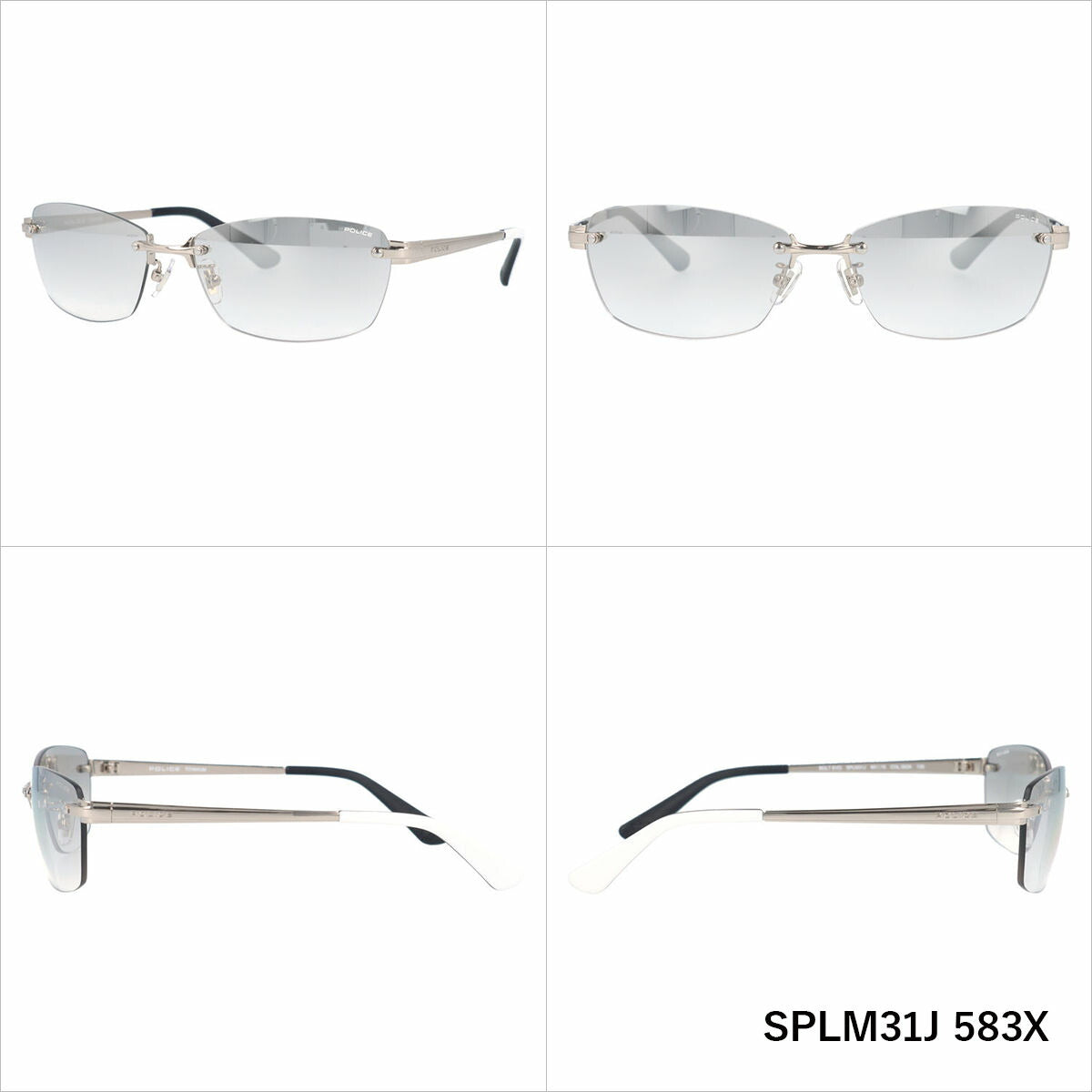 【国内正規品】ポリス サングラス ボルト EVO ミラーレンズ アジアンフィット POLICE VOLT EVO SPLM31J 60サイズ スクエア型 ユニセックス メンズ レディース リムレス