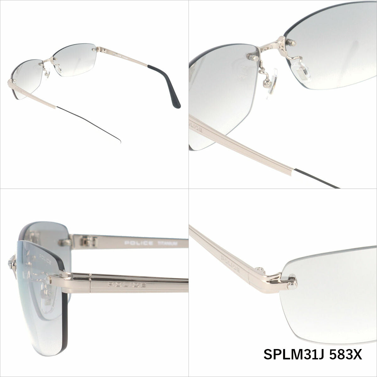 【国内正規品】ポリス サングラス ボルト EVO ミラーレンズ アジアンフィット POLICE VOLT EVO SPLM31J 60サイズ スクエア型 ユニセックス メンズ レディース リムレス
