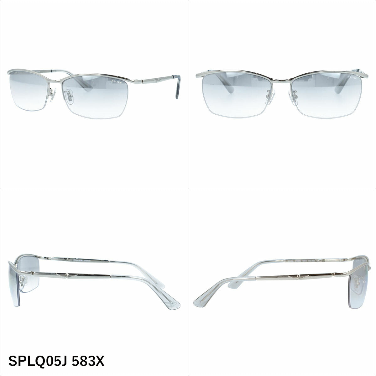 ポリス サングラス アジアンフィット(フルフィット) 調整可能ノーズパッド(クリングス) POLICE SPLQ05J 59サイズ 全3カラー スクエア型 ユニセックス メンズ レディース