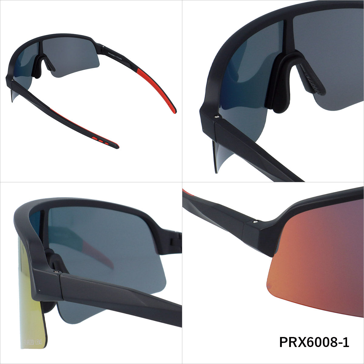 ポラレックス 偏光サングラス ミラーレンズ アジアンフィット(フレキシブルノーズパッド) POLAREX PRX6008 160サイズ 全2カラー スポーツ型 ユニセックス メンズ レディース | 偏光レンズ 乱反射をカット 一眼タイプ 境目を解消して視界滑らか