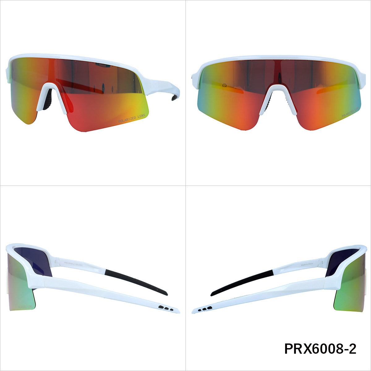 ポラレックス 偏光サングラス ミラーレンズ アジアンフィット(フレキシブルノーズパッド) POLAREX PRX6008 160サイズ 全2カラー スポーツ型 ユニセックス メンズ レディース | 偏光レンズ 乱反射をカット 一眼タイプ 境目を解消して視界滑らか