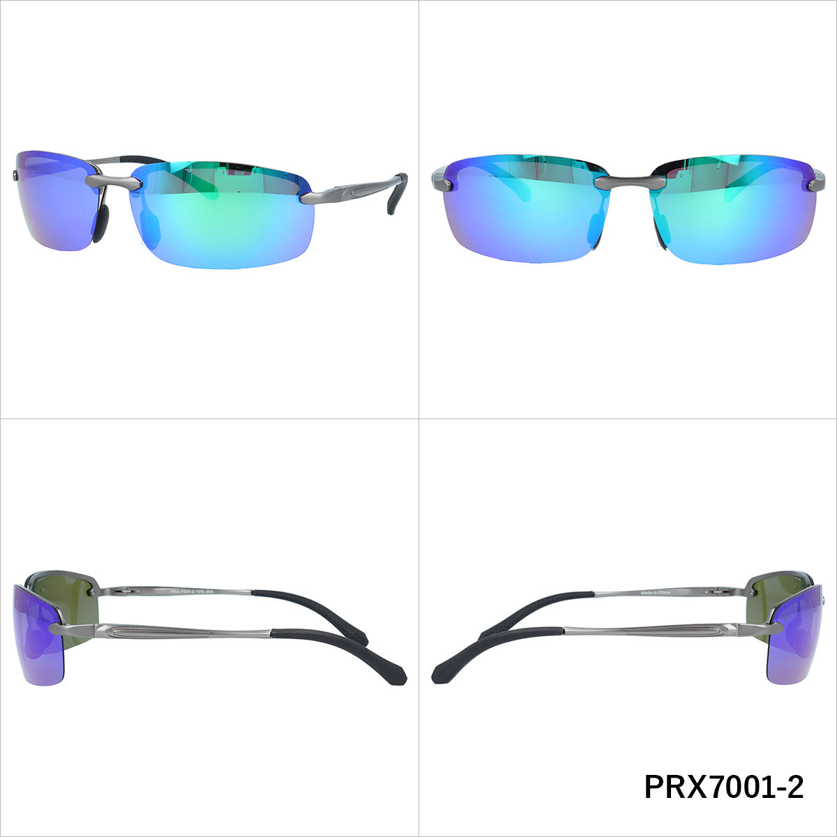 ポラレックス サングラス 偏光サングラス ミラーレンズ POLAREX PRX7001 70サイズ 全2カラー スクエア型 乱反射をカットしクリアな視界へ ユニセックス メンズ レディース | リムレス ツーポイント ベヨネッタメガネ Y2K風