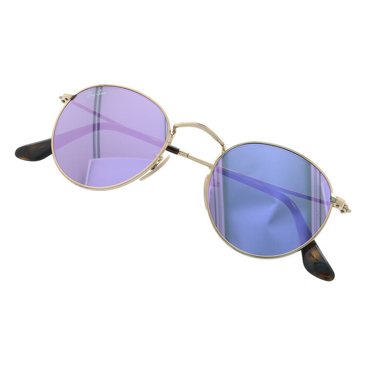 レイバン サングラス Ray-Ban フラットレンズ ミラー RB3447N 001/8O 47 レギュラーフィット ROUND METAL ラウンド メタル ラウンド型 メンズ レディース RAYBAN ドライブ 運転 アウトドア レジャー ブランドサングラス UVカット メガネ 眼鏡 度付き対応