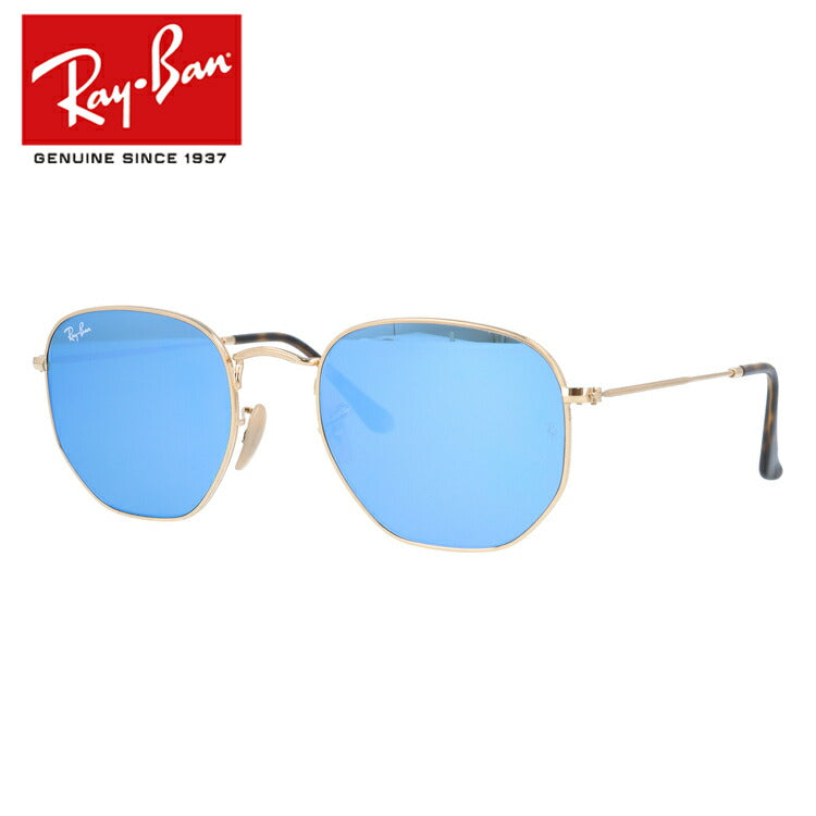レイバン サングラス ヘキサゴナル RB3548N 001/9O 54 レギュラーフィット ヘキサゴン型 フラットレンズ ミラー ブルーレンズ メンズ レディース ドライブ 運転 アウトドア ブランドサングラス 紫外線 花粉対策 HEXAGONAL Ray-Ban