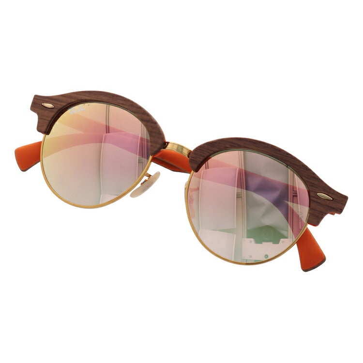 レイバン サングラス クラブラウンド RB4246M 12187O 51 レギュラーフィット ブロー型 ミラー ウッド 木 メンズ レディース ドライブ 運転 アウトドア ブランドサングラス 紫外線 花粉対策 CLUBROUND WOOD Ray-Ban