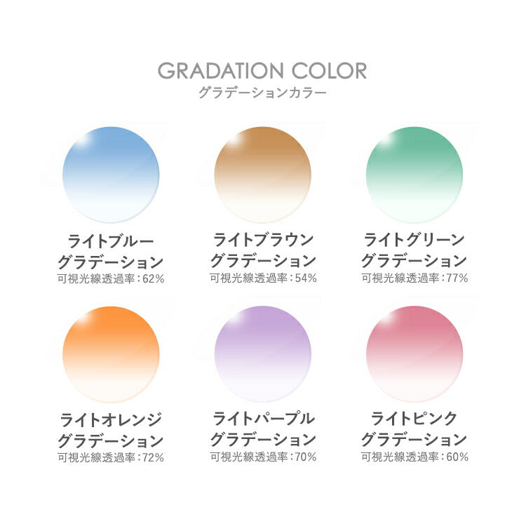 【度なし / カラーレンズ】SA VISION グラデーションカラー ライトカラー ブルー ブラウン グリーン オレンジ パープル ピンク 伊達 UVカット サングラス 眼鏡 メガネ レンズ交換費無料 他店フレーム交換対応|左右 2枚1組 ラッピング無料