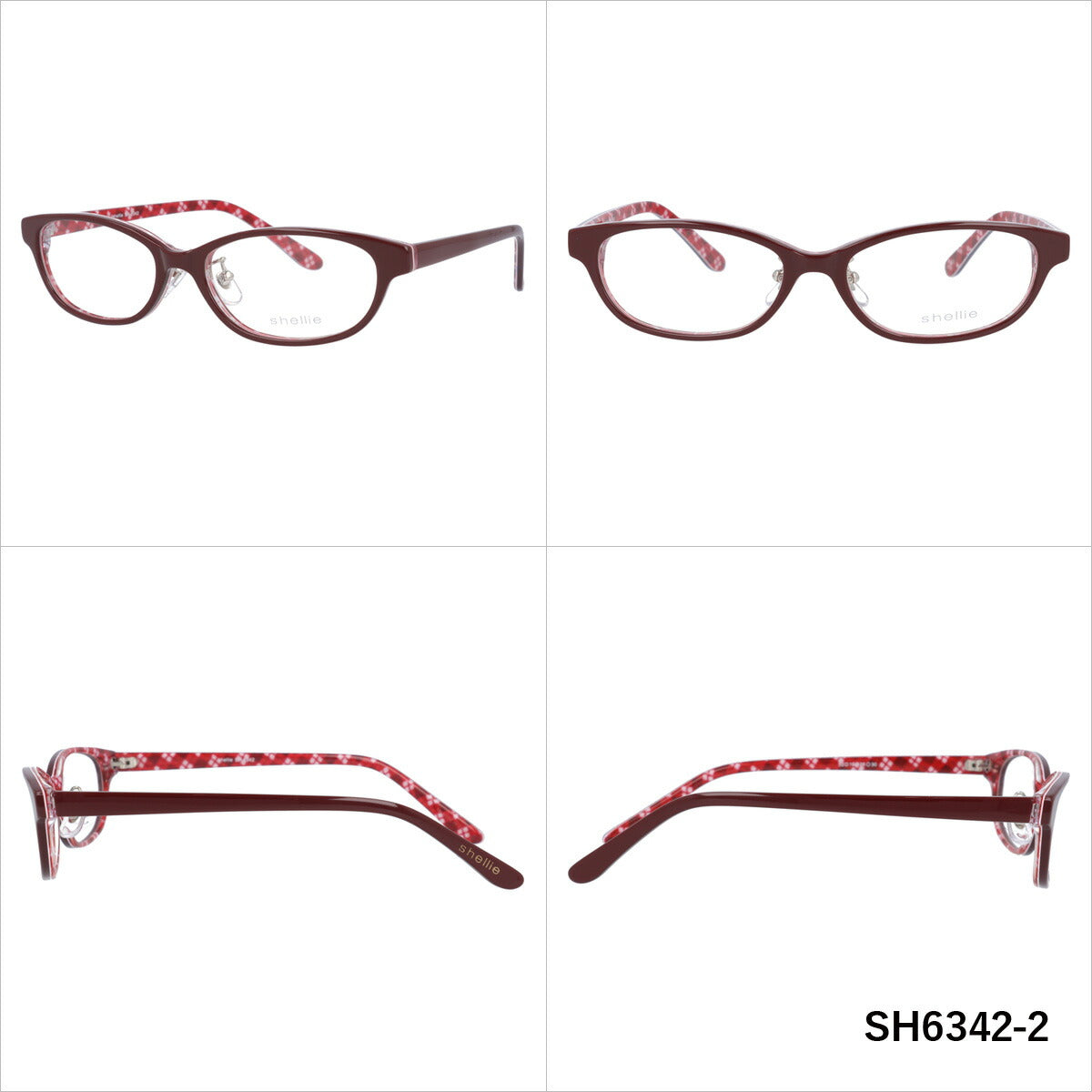 メガネ 眼鏡 度付き 度なし おしゃれ shellie シェリー SH 6342 全3色 52サイズ チェック柄 オーバル型 レディース 女性 UVカット 紫外線 ブランド サングラス 伊達 ダテ|老眼鏡・PCレンズ・カラーレンズ・遠近両用対応可能 ラッピング無料
