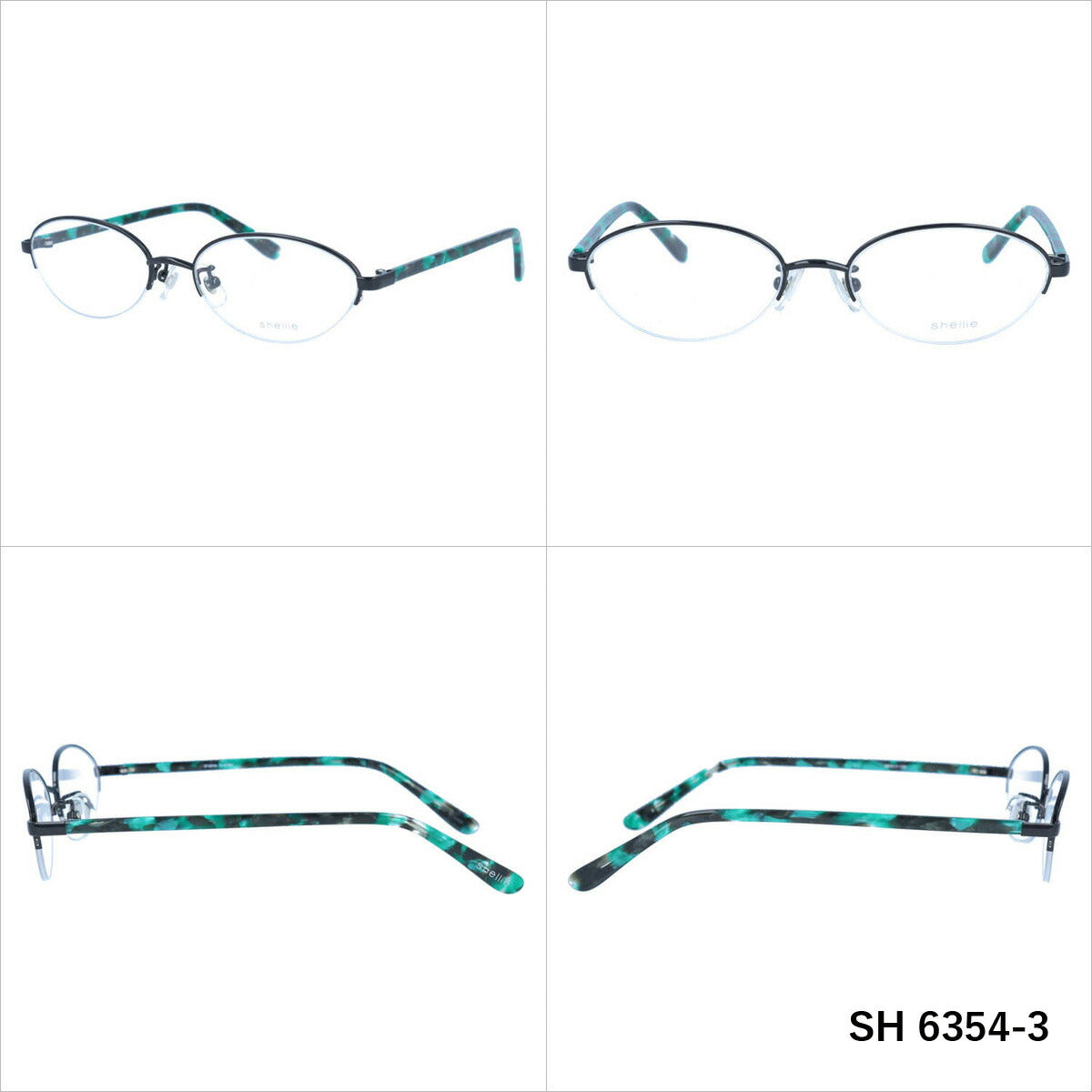 メガネ 眼鏡 度付き 度なし おしゃれ shellie シェリー SH 6354 全2色 52サイズ オーバル型 レディース 女性 UVカット 紫外線 ブランド サングラス 伊達 ダテ|老眼鏡・PCレンズ・カラーレンズ・遠近両用対応可能 ラッピング無料