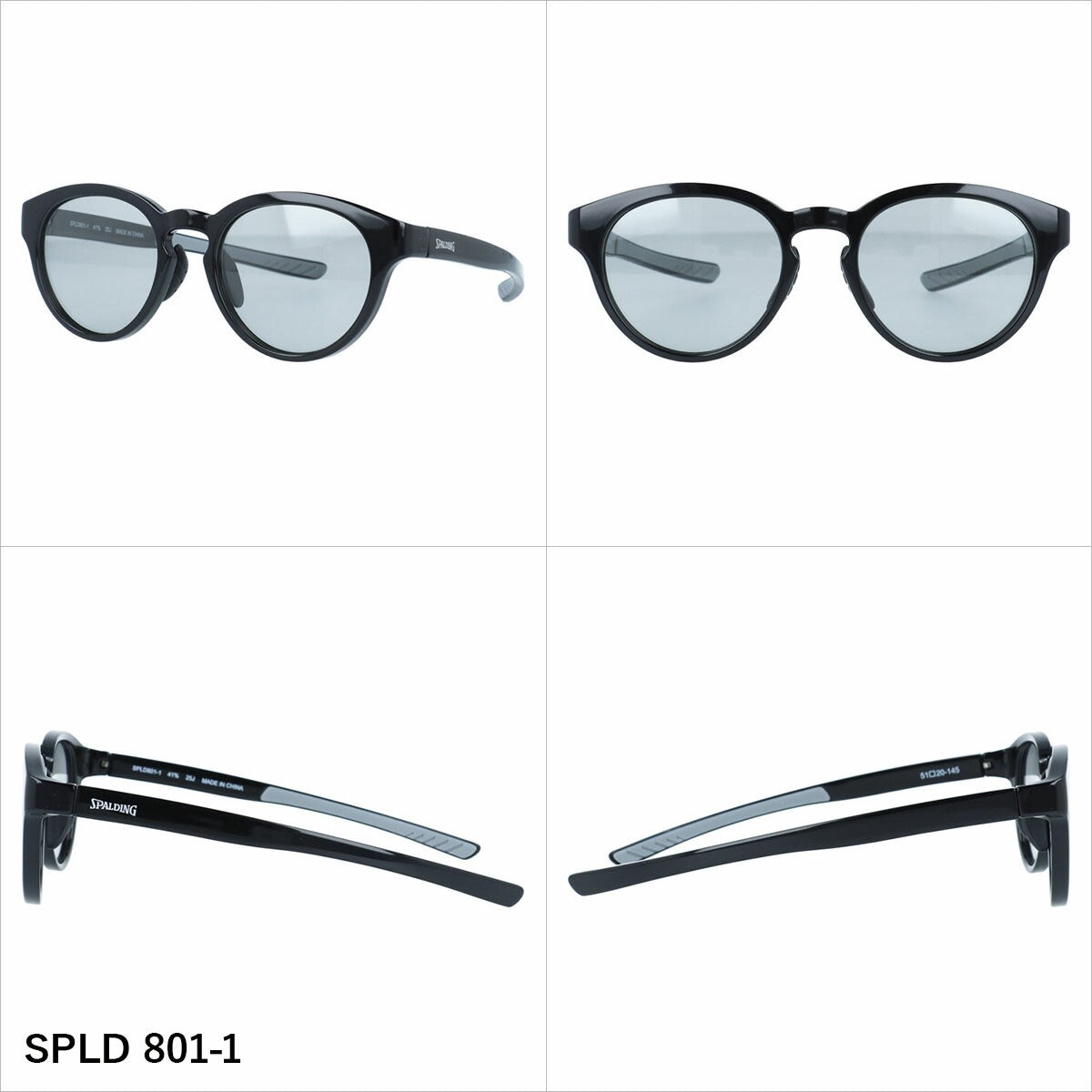 スポルディング サングラス 偏光サングラス アジアンフィット(フルフィット) 調整可能ノーズパッド(クリングス) SPALDING SPLD 801 51サイズ 全3カラー ボストン型 バネ丁番 ポラライズド ユニセックス メンズ レディース