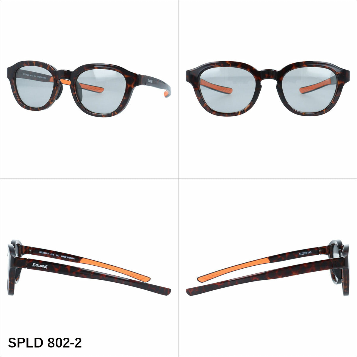 スポルディング サングラス 偏光サングラス アジアンフィット(フルフィット) 調整可能ノーズパッド(クリングス) SPALDING SPLD 802 51サイズ 全3カラー ウェリントン型 バネ丁番 ポラライズド ユニセックス メンズ レディース