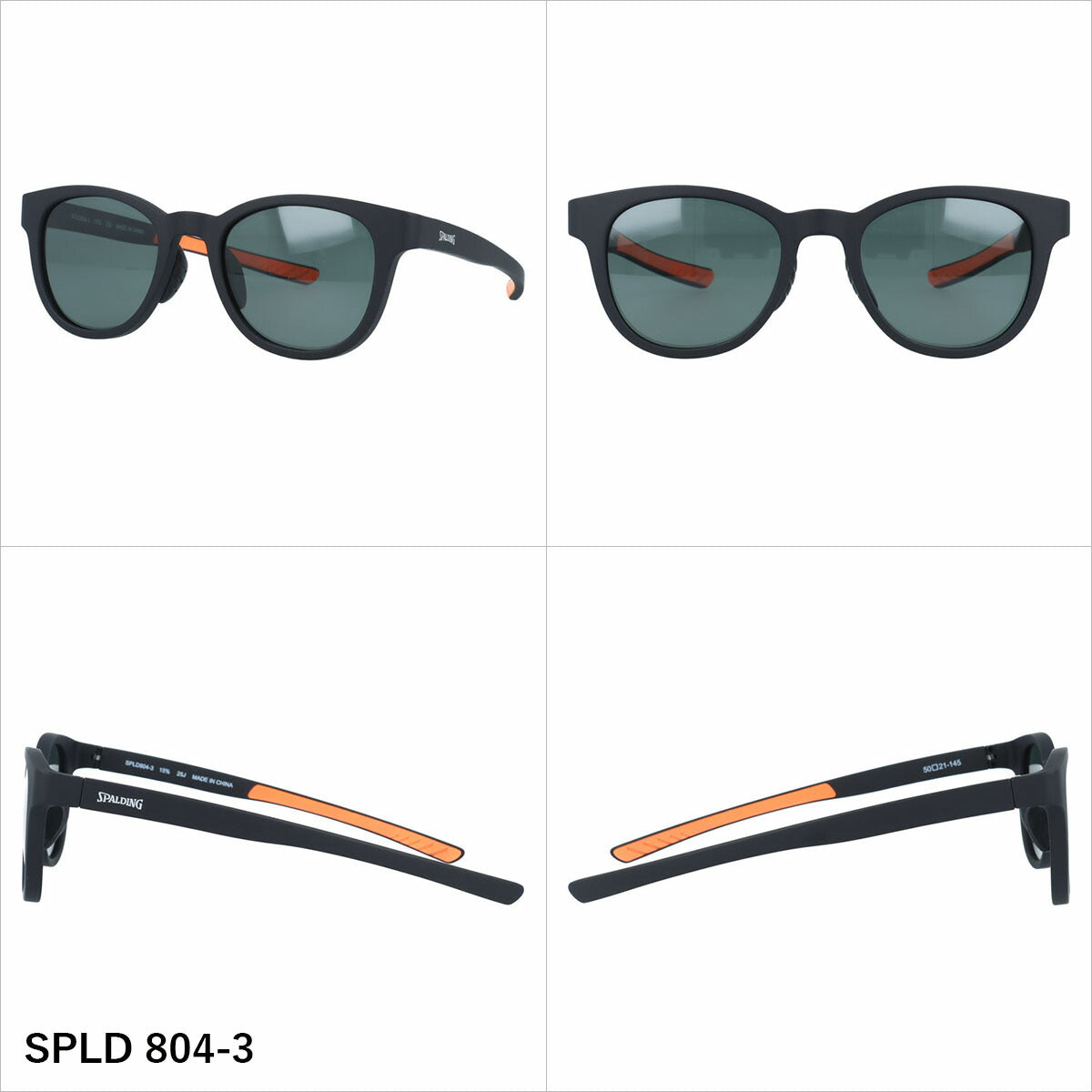 スポルディング サングラス 偏光サングラス アジアンフィット(フルフィット) 調整可能ノーズパッド(クリングス) SPALDING SPLD 804 50サイズ 全3カラー ウェリントン型 ボスリントン バネ丁番 ポラライズド ユニセックス メンズ レディース