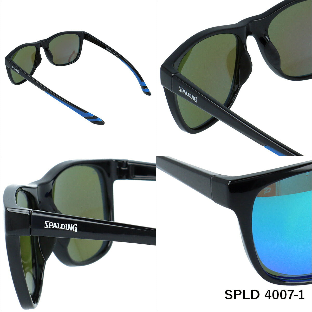 スポルディング サングラス 偏光サングラス ミラーレンズ アジアンフィット SPALDING SPLD4007 54サイズ 全2カラー ウェリントン型 乱反射をカットしクリアな視界へ ユニセックス メンズ レディース