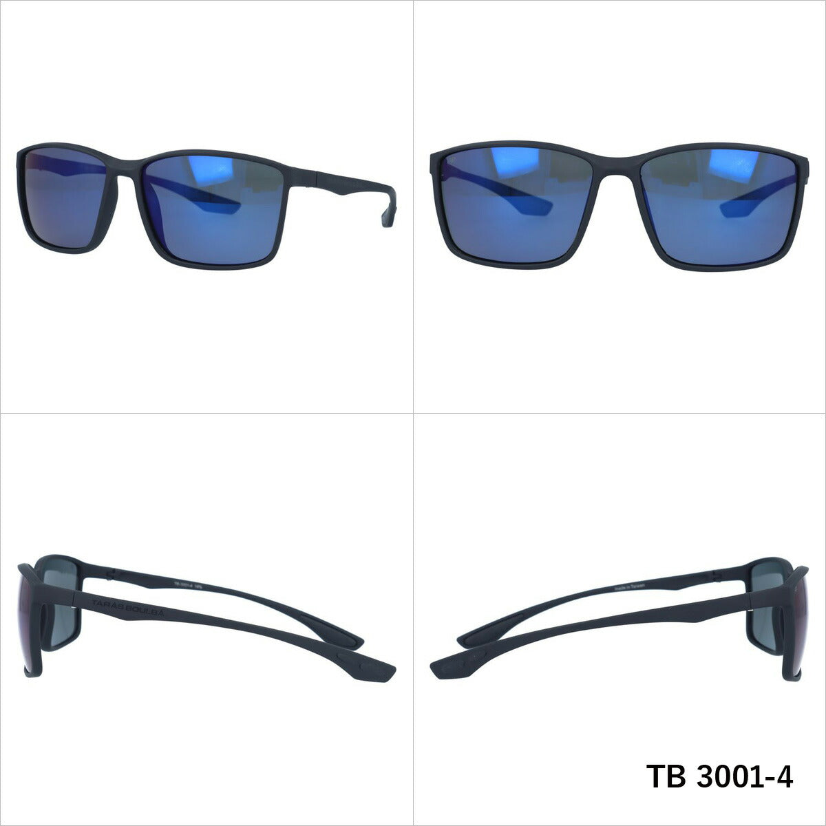 タラスブルバ 偏光 サングラス ミラーレンズ アジアンフィット TARAS BOULBA TB 3001 全4カラー 60サイズ ウェリントン型 メンズ レディース UVカット 紫外線 カラーサングラス ブランド 人気 定番 アウトドア 釣り 海 川 フィッシング ドライブ レジャー