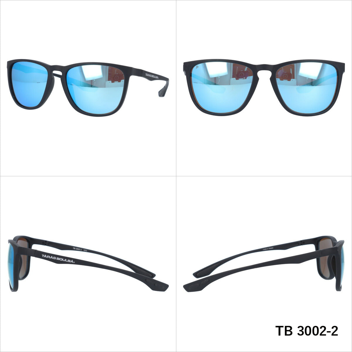 タラスブルバ 偏光 サングラス ミラーレンズ アジアンフィット TARAS BOULBA TB 3002 全3カラー 55サイズ ウェリントン型 メンズ レディース UVカット 紫外線 カラーサングラス ブランド 人気 定番 アウトドア 釣り 海 川 フィッシング ドライブ レジャー