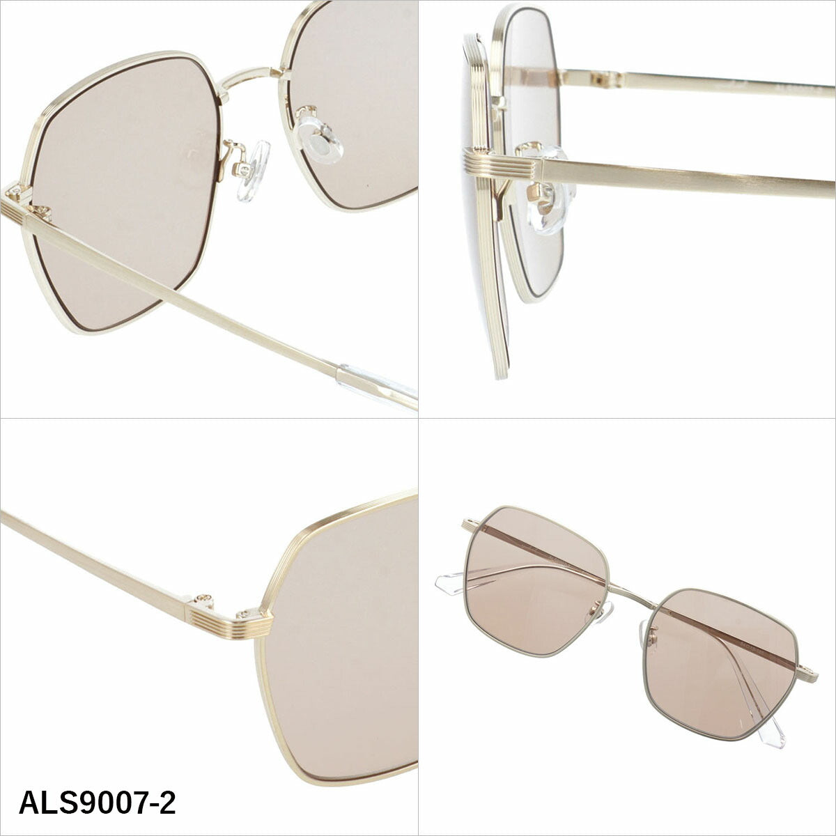 アクアレーベル サングラス アジアンフィット（フルフィット） 調整可能ノーズパッド（クリングス） AQUALABEL ALS9007 54サイズ 全3カラー ヘキサゴン型 軽量で衝撃に強いレンズ ユニセックス メンズ レディース