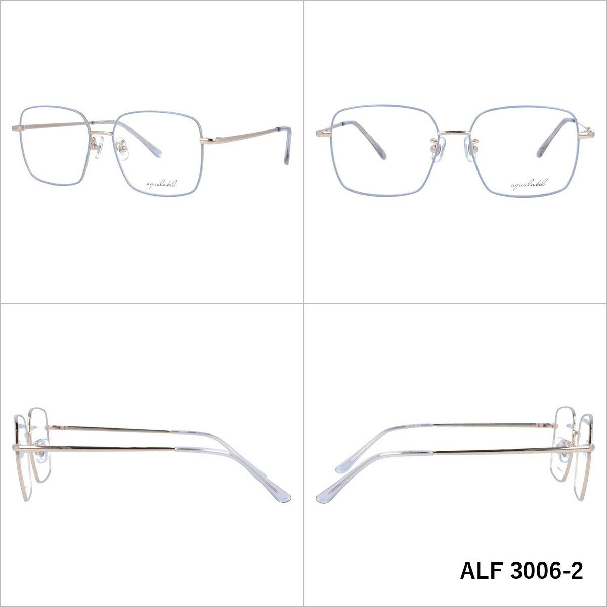 アクアレーベル メガネフレーム 伊達メガネ AQUALABEL ALF 3006 全2カラー 52サイズ スクエア ユニセックス メンズ レディース｜老眼鏡・PCレンズ・カラーレンズ・遠近両用対応可能 ラッピング無料