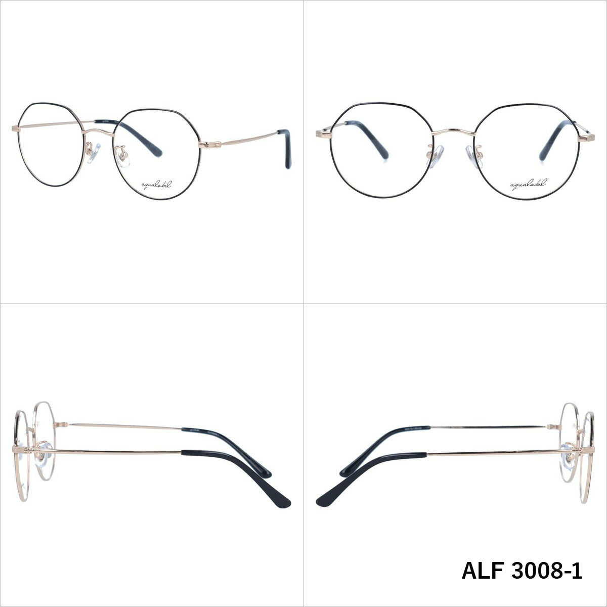 アクアレーベル メガネフレーム 伊達メガネ AQUALABEL ALF 3008 全3カラー 50サイズ クラウンパント（ボストン） ユニセックス メンズ レディース｜老眼鏡・PCレンズ・カラーレンズ・遠近両用対応可能 ラッピング無料