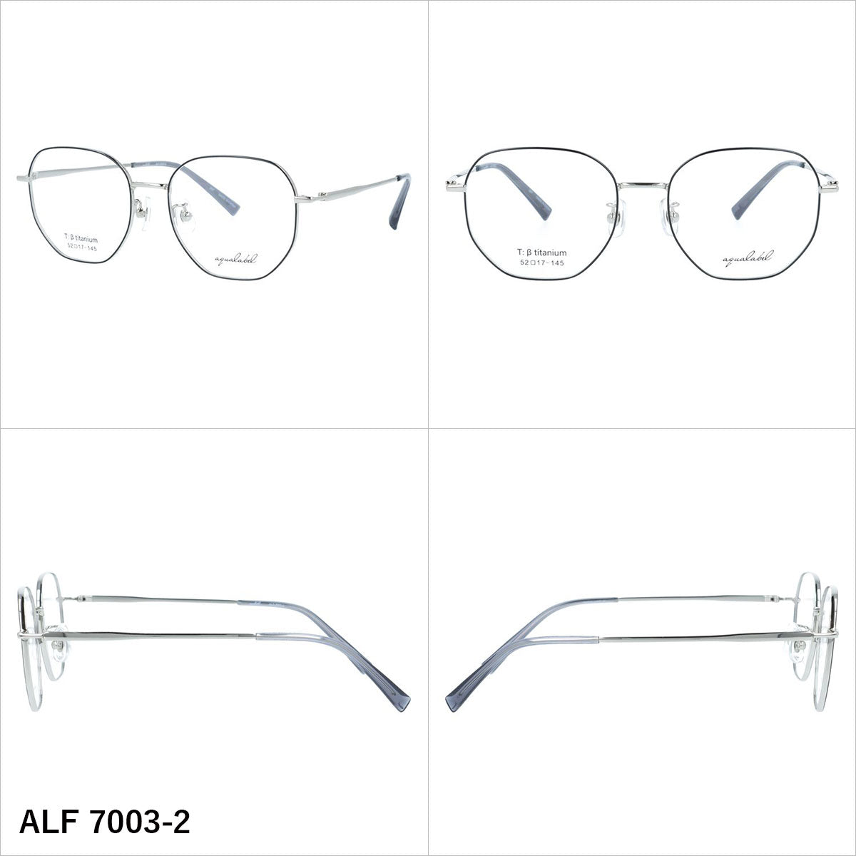 アクアレーベル メガネフレーム 伊達メガネ アジアンフィット（フルフィット） 調整可能ノーズパッド（クリングス） AQUALABEL ALF 7003 52サイズ 全3カラー ヘキサゴン型 ボストン型 ユニセックス メンズ レディース