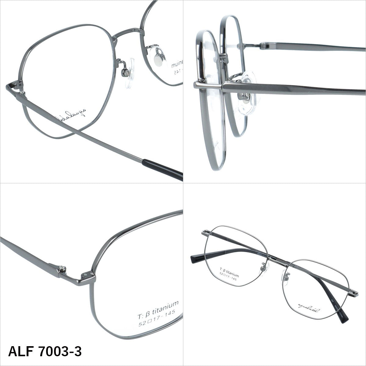 アクアレーベル メガネフレーム 伊達メガネ アジアンフィット（フルフィット） 調整可能ノーズパッド（クリングス） AQUALABEL ALF 7003 52サイズ 全3カラー ヘキサゴン型 ボストン型 ユニセックス メンズ レディース