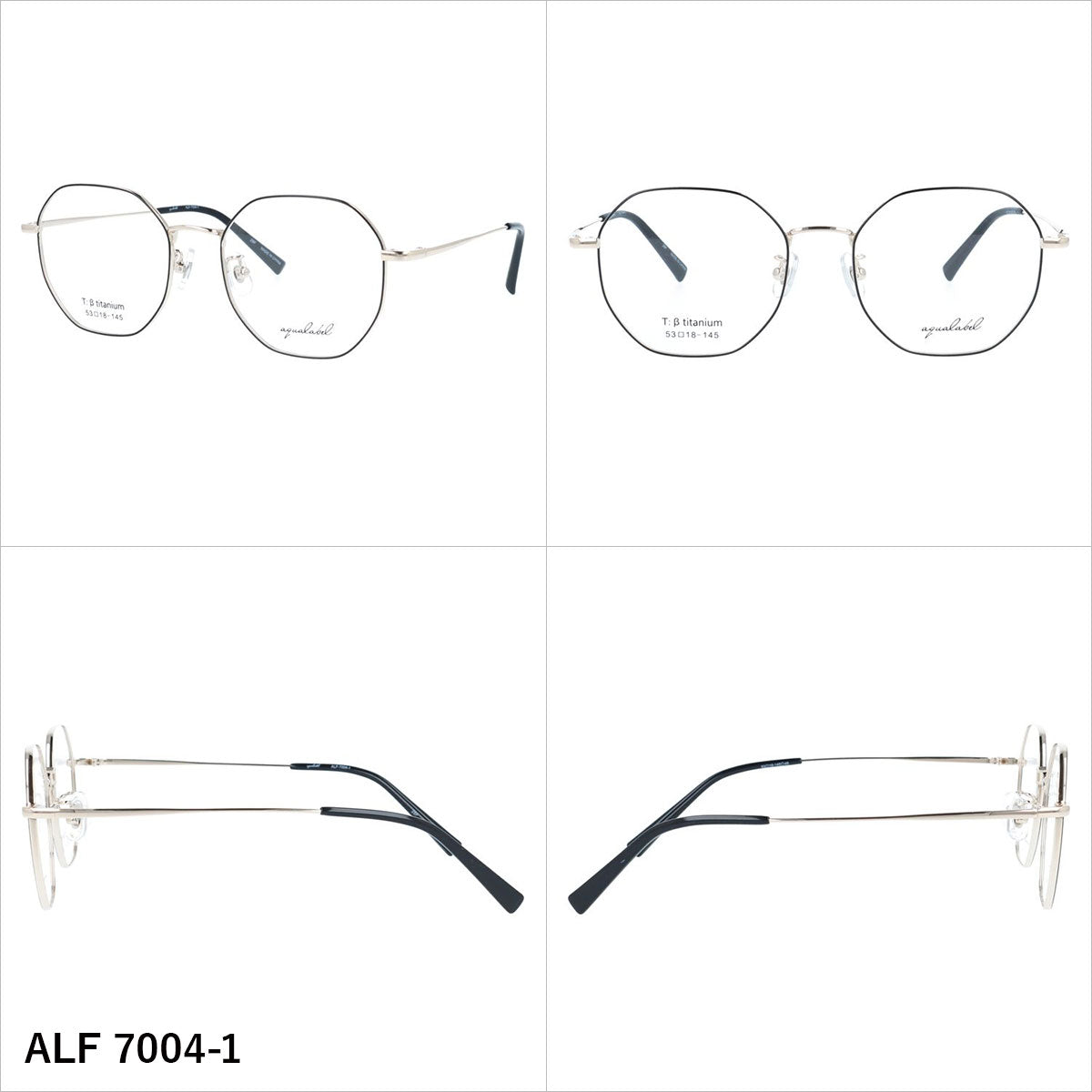 アクアレーベル メガネフレーム 伊達メガネ アジアンフィット（フルフィット） 調整可能ノーズパッド（クリングス） AQUALABEL ALF 7004 53サイズ 全3カラー オクタゴン型 ユニセックス メンズ レディース