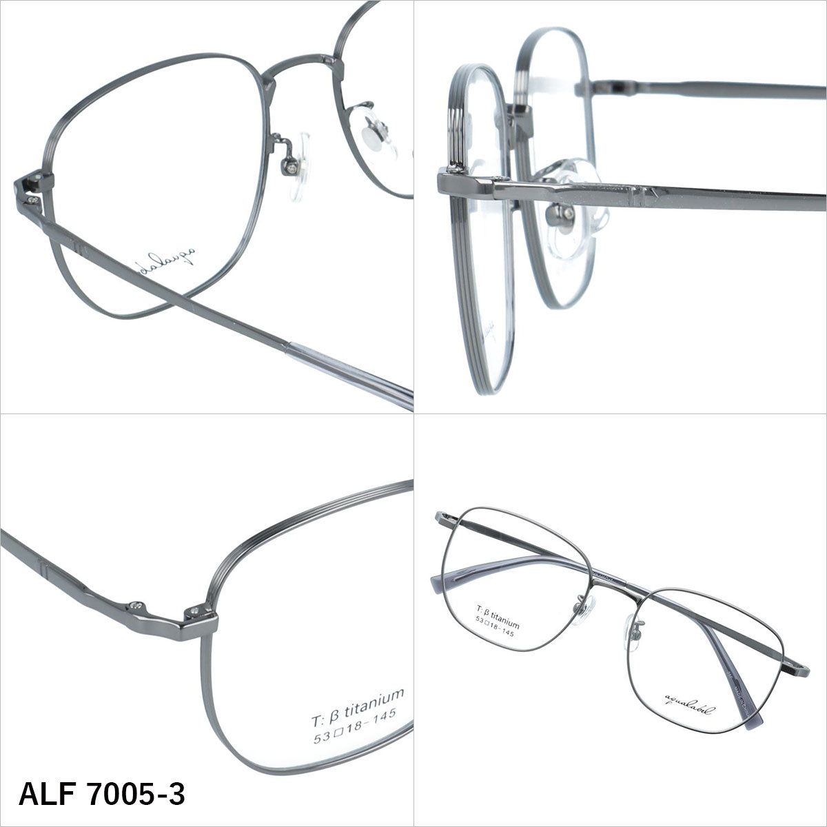 アクアレーベル メガネフレーム 伊達メガネ アジアンフィット（フルフィット） 調整可能ノーズパッド（クリングス） AQUALABEL ALF 7005 53サイズ 全3カラー スクエア型 大きめ ユニセックス メンズ レディース