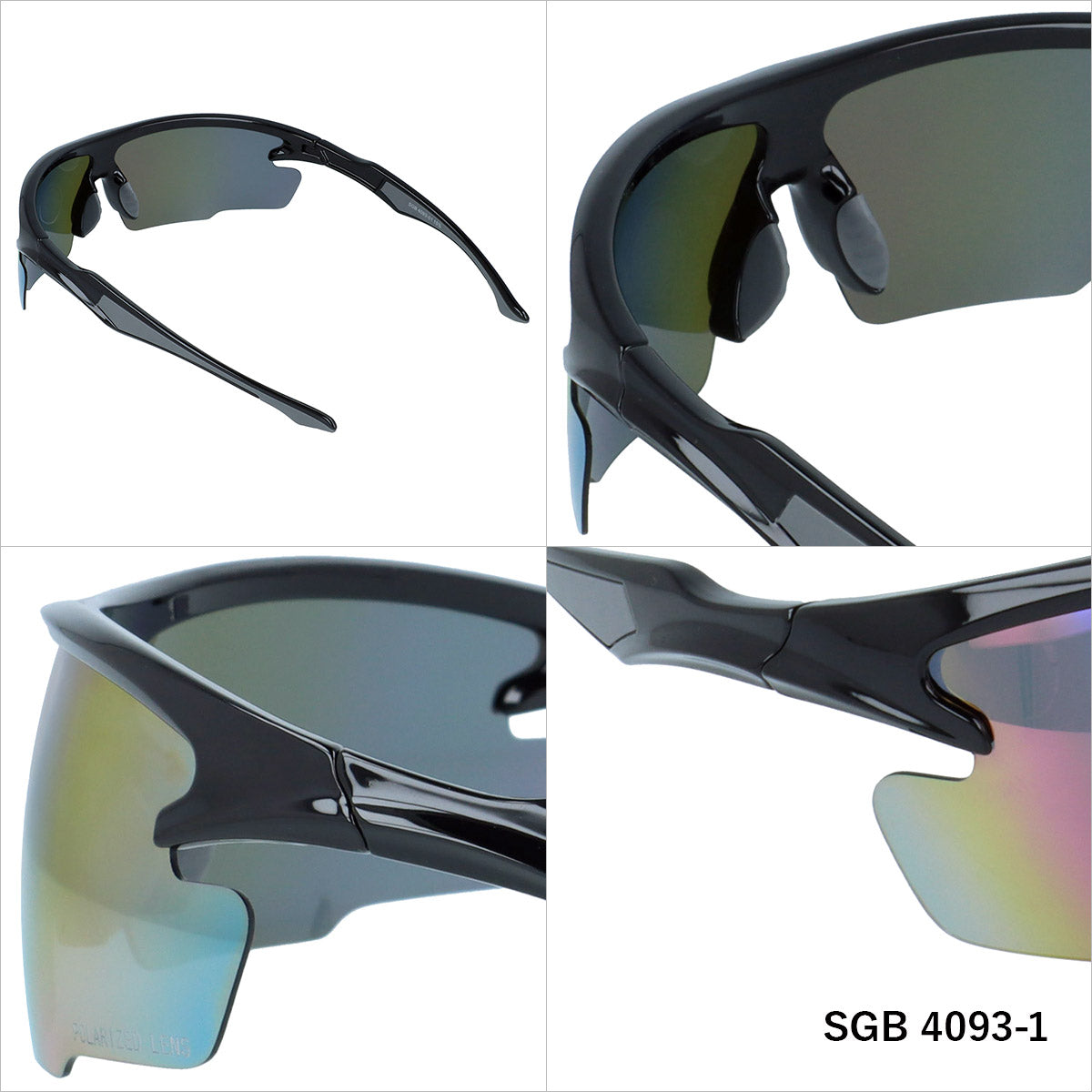アークスタイル 偏光サングラス ミラーレンズ アジアンフィット ARC Style SGB4093 全2カラー 183サイズ スポーツ型 ポラライズド ユニセックス メンズ レディース