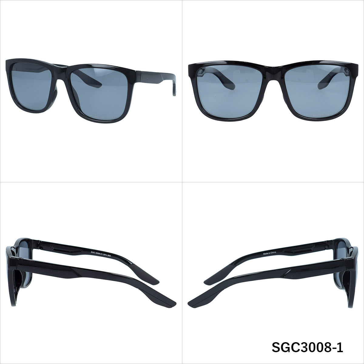 アークスタイル サングラス 偏光サングラス アジアンフィット ARC Style SGC3008 55サイズ 全2カラー ウェリントン型 乱反射をカットしクリアな視界へ ユニセックス メンズ レディース | クロブチ 黒縁 べっ甲 デミ柄 レトロ風