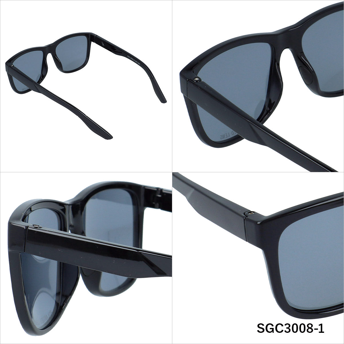アークスタイル サングラス 偏光サングラス アジアンフィット ARC Style SGC3008 55サイズ 全2カラー ウェリントン型 乱反射をカットしクリアな視界へ ユニセックス メンズ レディース | クロブチ 黒縁 べっ甲 デミ柄 レトロ風